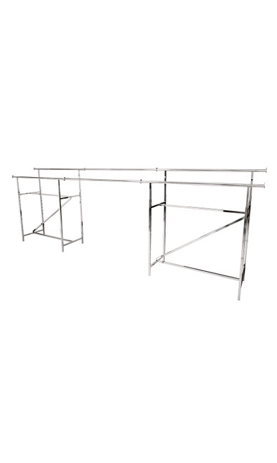 Chrome Tandem Rails for Chrome Double-Rail Clothing Rack with Z-Bracezoom Chrome Tandem Rails for Chrome Double-Rail Clothing Rack with Z-Bracezoom