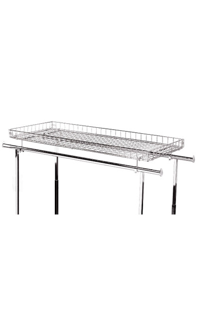Wire Basket Topper for Chrome Double Rail Clothing Rack with Z-Bracezoom Wire Basket Topper for Chrome Double Rail Clothing Rack with Z-Bracezoom