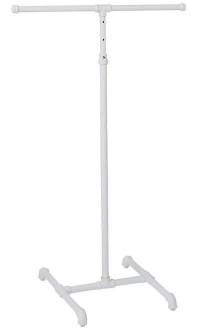 Boutique White Pipe 2-Way Clothing Rack with Straight Armszoom Boutique White Pipe 2-Way Clothing Rack with Straight Armszoom