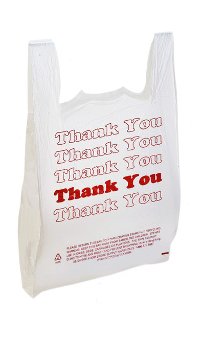 Large White Thank You Plastic T-Shirt Bags - Case of 500zoom Large White Thank You Plastic T-Shirt Bags - Case of 500zoom