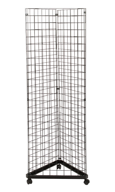 Black Triangle Wire Grid Tower with Base and Casterszoom Black Triangle Wire Grid Tower with Base and Casterszoom