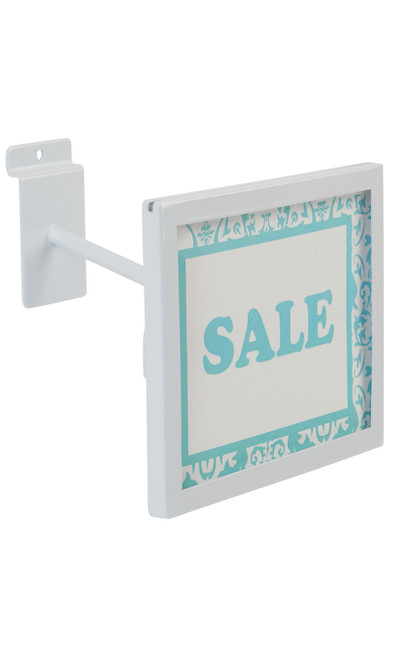 Rectangular White Faceout Sign Holder for Slatwallzoom Rectangular White Faceout Sign Holder for Slatwallzoom