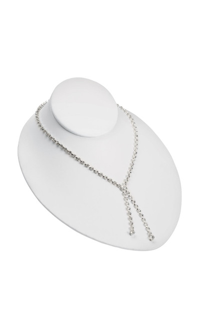 An image of the adjustable necklace bust in white faux leather An image of the adjustable necklace bust in white faux leather