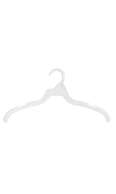 16 inch Sloped Shoulder White Plastic Dress Hangerszoom 16 inch Sloped Shoulder White Plastic Dress Hangerszoom