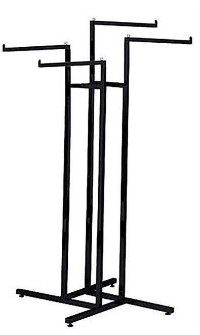 4-Way Black Clothing Rack with Straight Armszoom 4-Way Black Clothing Rack with Straight Armszoom