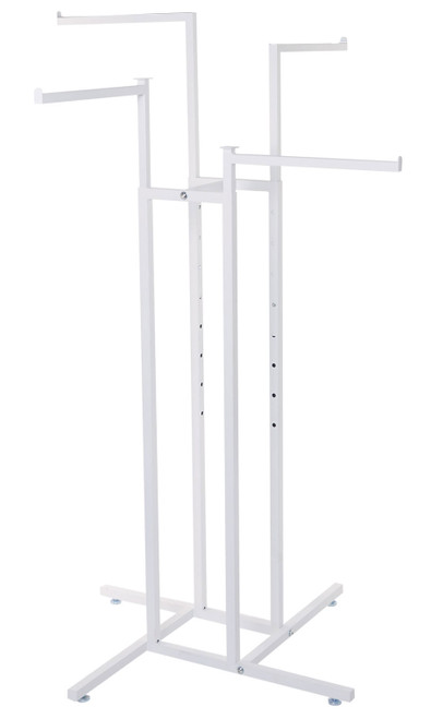 An image of the white 4-Way Clothing Rack with Straight Arms An image of the white 4-Way Clothing Rack with Straight Arms