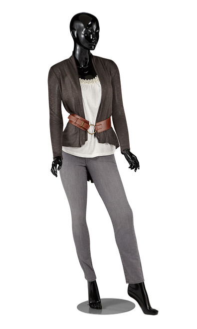 An image of the female glossy fiberglass mannequin in black An image of the female glossy fiberglass mannequin in black