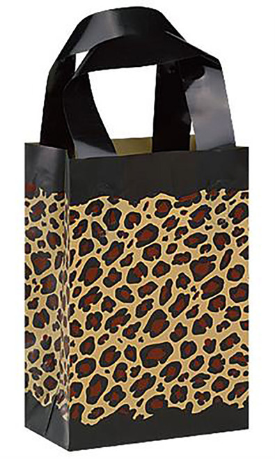 Small Leopard Frosted Plastic Shopping Bags - Case of 100zoom Small Leopard Frosted Plastic Shopping Bags - Case of 100zoom