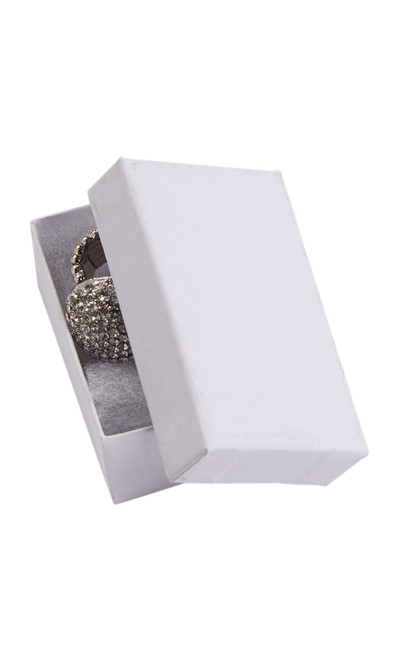 2 ½  x 1 ½  x 7/8 Cotton Filled White Kraft Jewelry Boxeszoom 2 ½  x 1 ½  x 7/8 Cotton Filled White Kraft Jewelry Boxeszoom