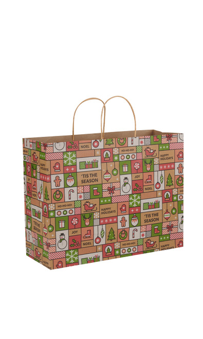 Large (Vogue) - Modern Holiday Paper Shopping Bags - Case of 100zoom Large (Vogue) - Modern Holiday Paper Shopping Bags - Case of 100zoom