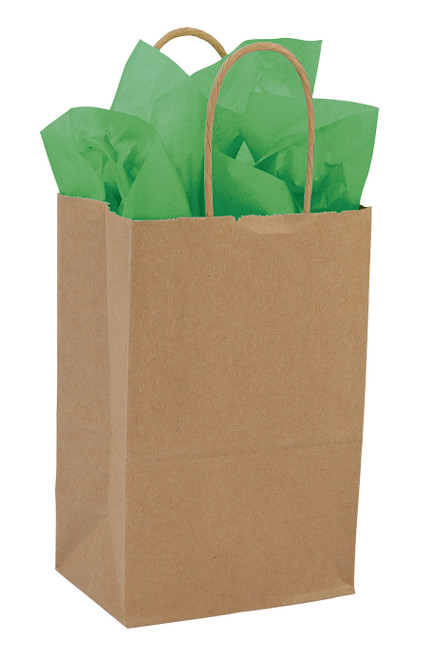 Small (Rose) - Natural Kraft Paper Shopping Bags - Case of 100 Small (Rose) - Natural Kraft Paper Shopping Bags - Case of 100