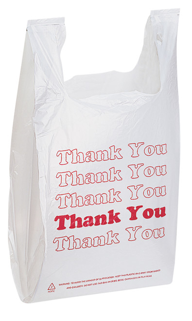 White Thank You Plastic T-Shirt Bags – Case of 100zoom White Thank You Plastic T-Shirt Bags – Case of 100zoom