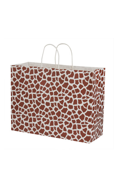 Large - Giraffe Print Paper Shopping Bags - Case of 100zoom Large - Giraffe Print Paper Shopping Bags - Case of 100zoom