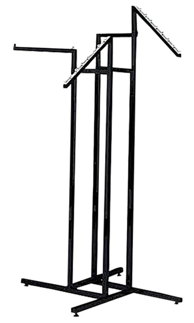 4-Way Black Clothing Rack with 2 Straight Arms and 2 Slant Armszoom 4-Way Black Clothing Rack with 2 Straight Arms and 2 Slant Armszoom