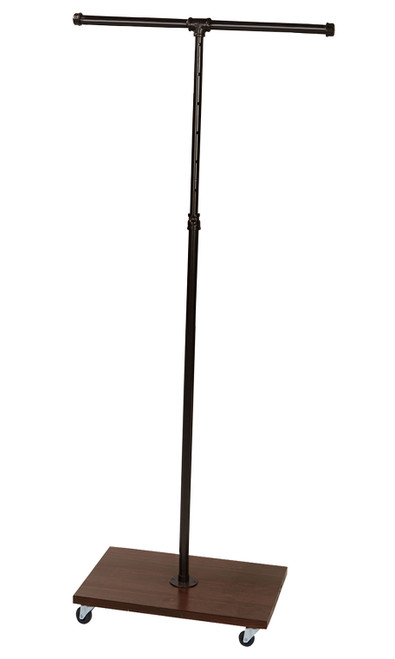 Boutique Pipe 2-Way Straight Arm Clothing Rack with Dark Walnut Wood Basezoom Boutique Pipe 2-Way Straight Arm Clothing Rack with Dark Walnut Wood Basezoom