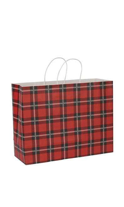 Large (Vogue) - Holiday Red Plaid Paper Shopping Bags - Case of 100zoom Large (Vogue) - Holiday Red Plaid Paper Shopping Bags - Case of 100zoom