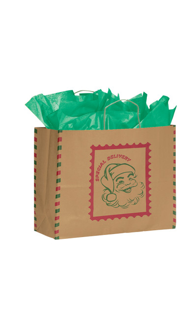 Large Santa Stamp Paper Shopping Bags - Case of 100zoom Large Santa Stamp Paper Shopping Bags - Case of 100zoom