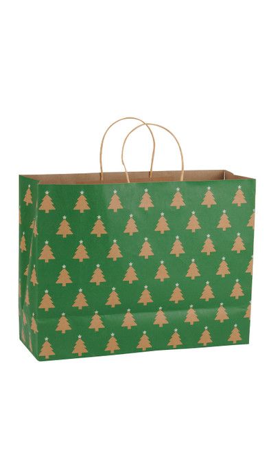 Large (Vogue) - Green Christmas Tree Paper Shopping Bags - Case of 100zoom Large (Vogue) - Green Christmas Tree Paper Shopping Bags - Case of 100zoom