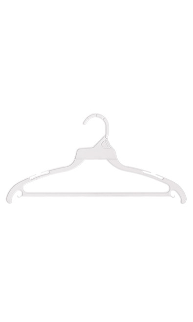 White Plastic Economy Hangers with Hang Barzoom White Plastic Economy Hangers with Hang Barzoom
