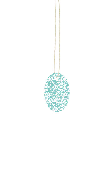 Small Strung Oval Aqua Damask Tagszoom Small Strung Oval Aqua Damask Tagszoom