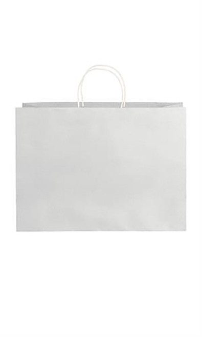 Large - White on Kraft Premium Folded Top Paper Bags - Case of 100zoom Large - White on Kraft Premium Folded Top Paper Bags - Case of 100zoom