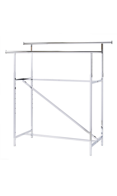 Chrome Double-Rail Clothing Rack with Z-Bracezoom Chrome Double-Rail Clothing Rack with Z-Bracezoom